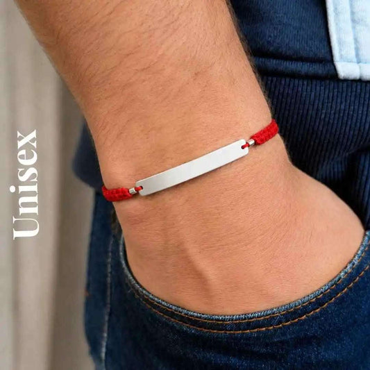 Pulsera de Hilo Plata 925 Personalizada Rectangular con Foto Mirada o Texto