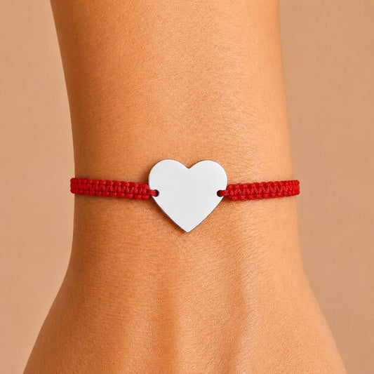 Pulsera Corazón de Plata Protección Personalizada con Foto, Huellas o Texto