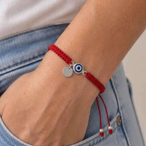 Pulsera Ojo Turco de Plata Personalizada con Iniciales o Símbolos