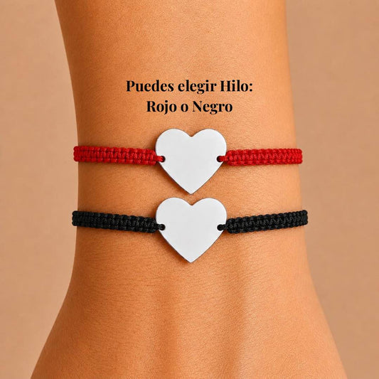 Pulsera Corazón de Plata Protección Personalizada con Foto, Huellas o Texto