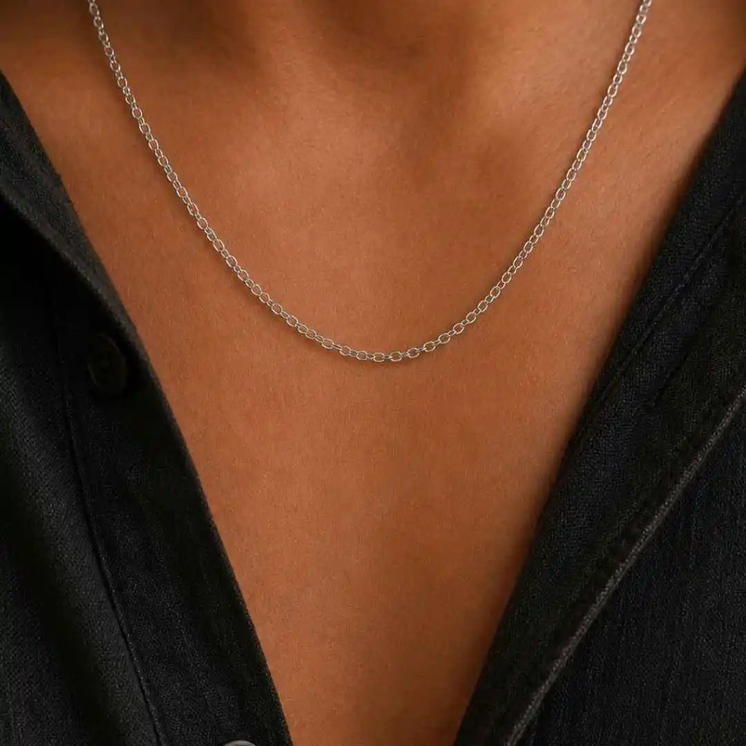 Cadena Eslabon Limada 60 cm de Plata 925