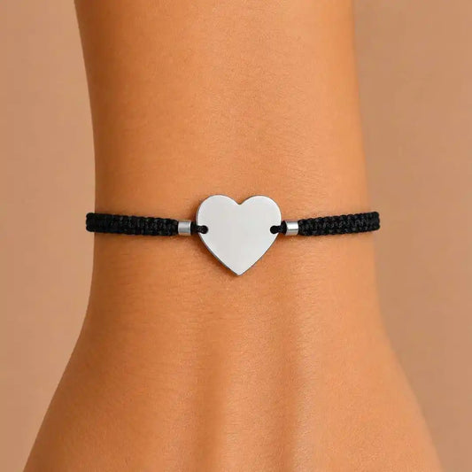 Pulsera Corazón de Plata Protección Personalizada con Foto, Huellas o Texto