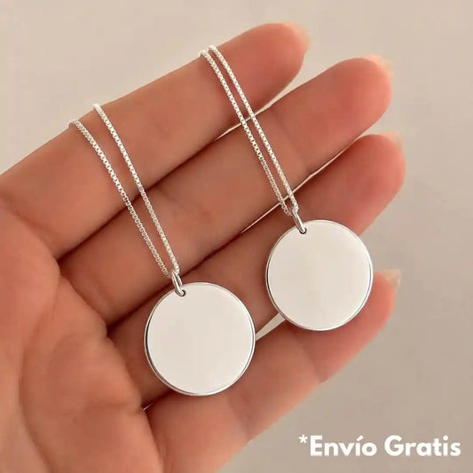 Pack Collar de Plata 925 Personalizado con Foto, Huellas o Texto