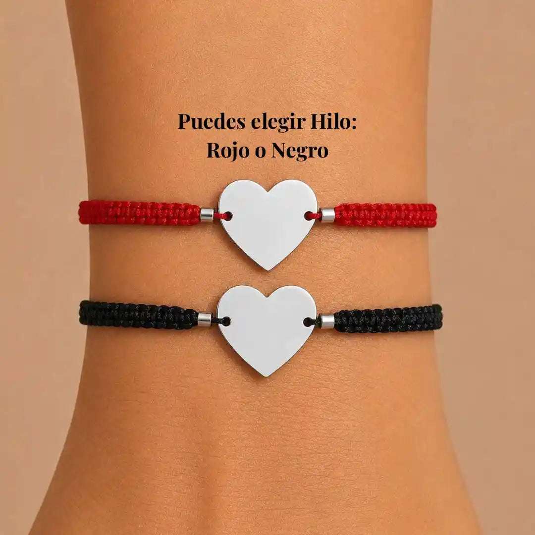 Pulsera Corazón de Plata Protección Personalizada con Foto, Huellas o Texto