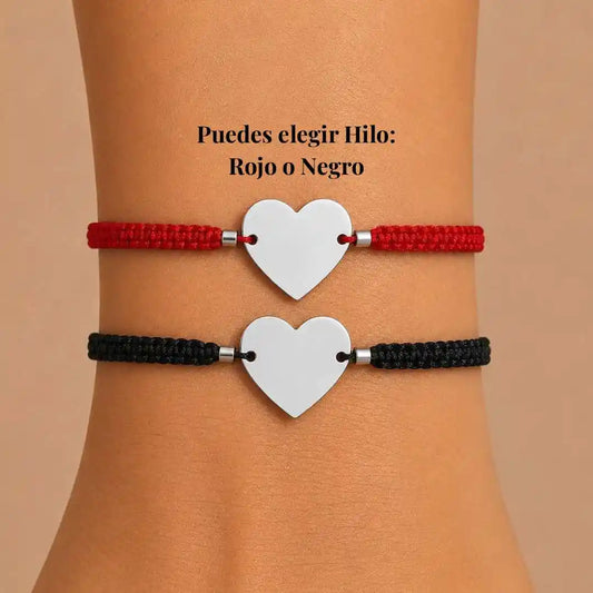 Pulsera Corazón de Plata Protección Personalizada con Foto, Huellas o Texto