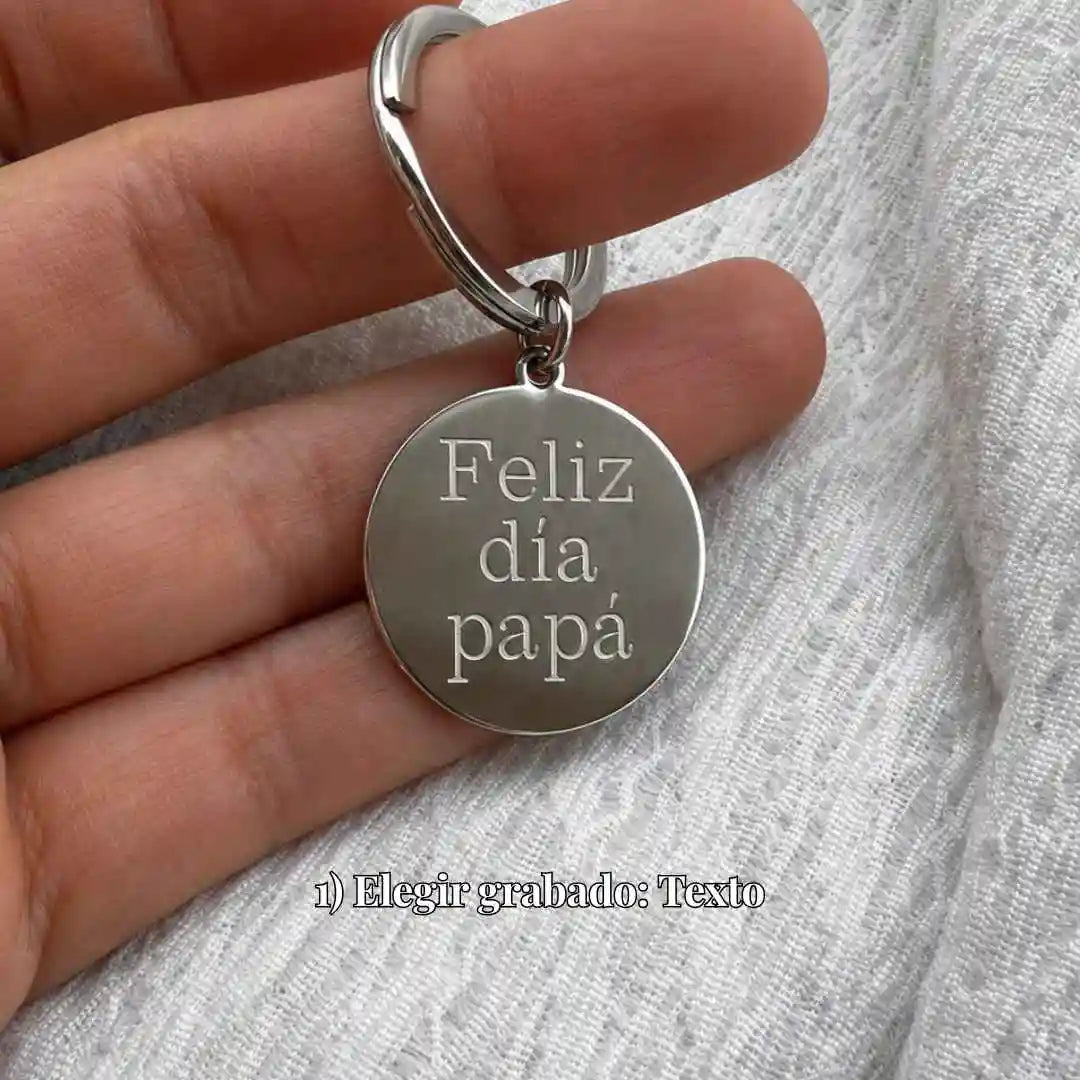 Llavero Circular Personalizado con Foto, Huellas o Texto (25 mm)