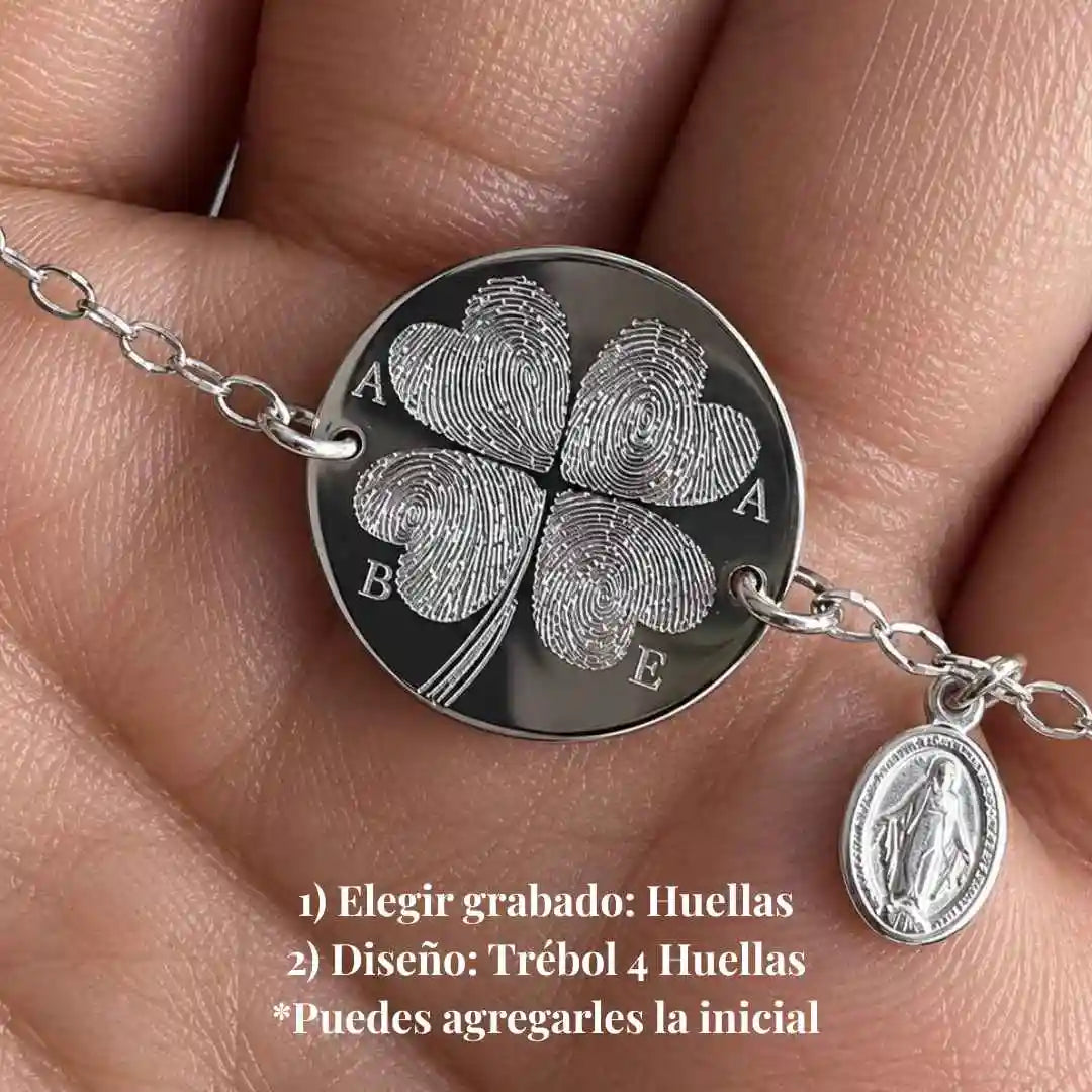 Pulsera de Plata 925 Personalizada con Foto, Huellas o Texto