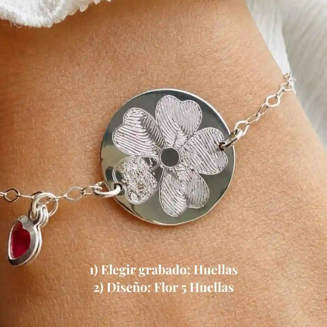Pulsera de Plata 925 Personalizada con Foto, Huellas o Texto
