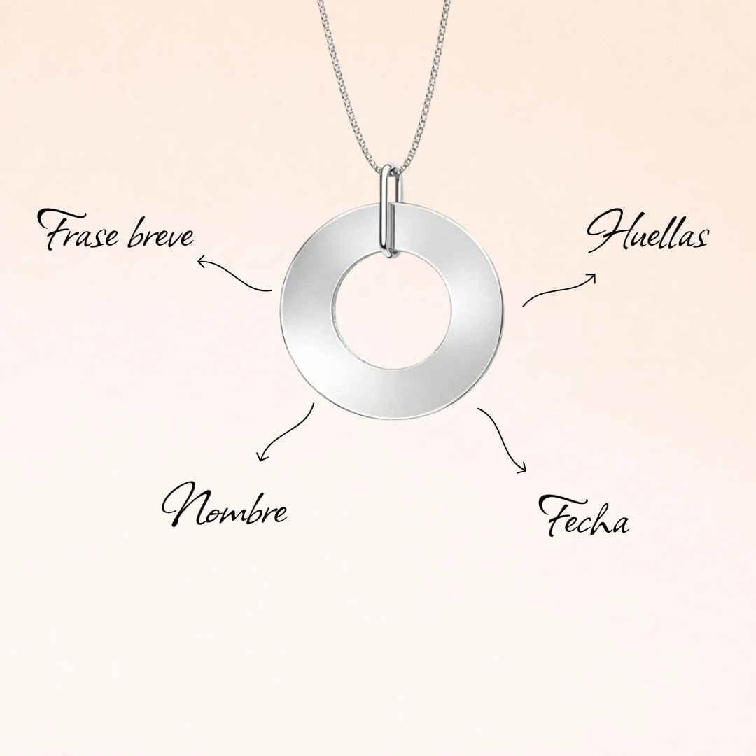 Collar Arandela de Plata 925 Personalizado con Texto o Huellas