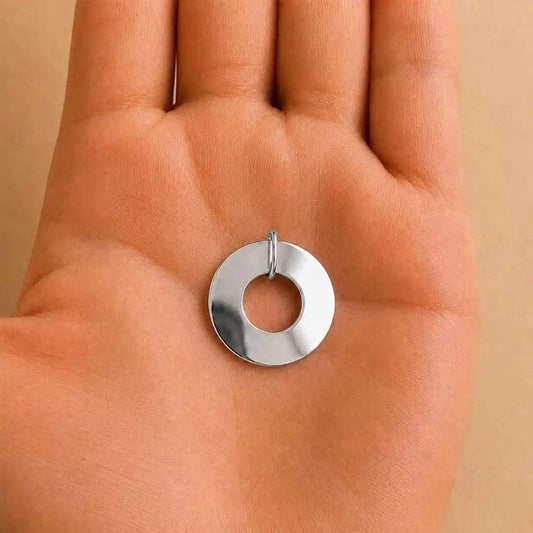 Colgante Arandela de Plata 925 Personalizado con Texto o Huellas