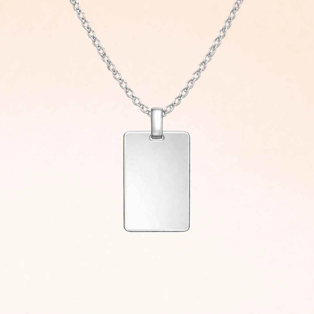 Collar Rectangular de Plata 925 Personalizado con Foto, Huellas o Texto