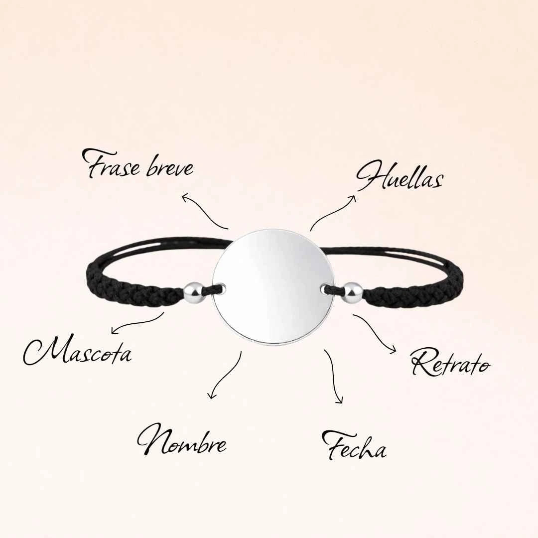 Pulsera de Plata Protección Personalizada con Foto, Huellas o Texto