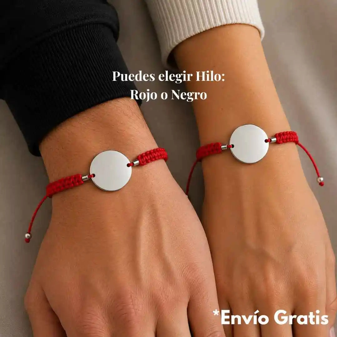 Pack 2 Pulseras de Plata Personalizada con Foto, Huellas o Texto