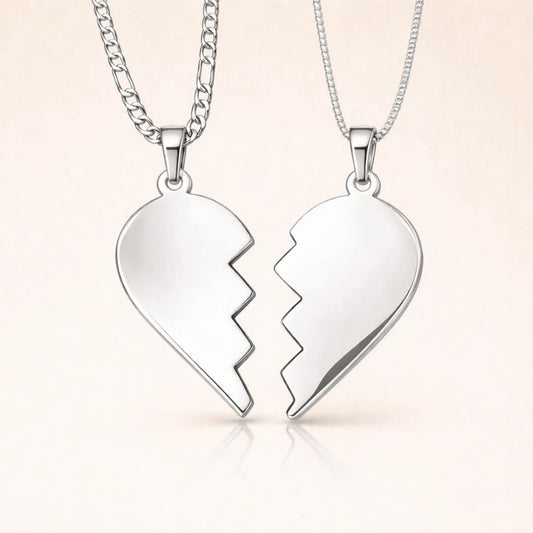 Collar Corazón Partido de Plata Personalizado