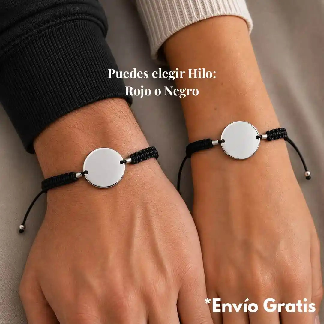 Pack 2 Pulseras de Plata Personalizada con Foto, Huellas o Texto