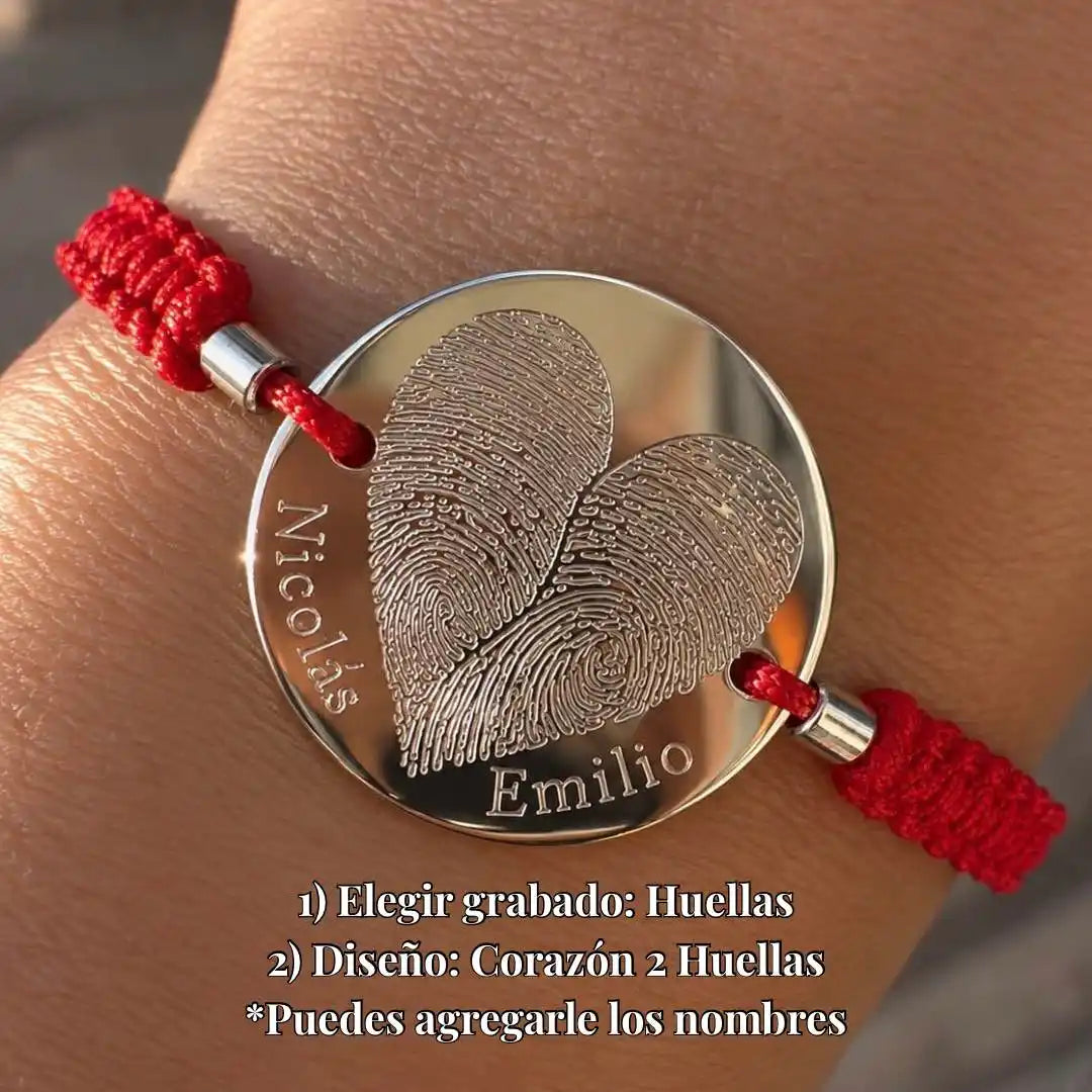 OFERTA Pulsera de Plata Protección Personalizada con Foto, Huellas o Texto
