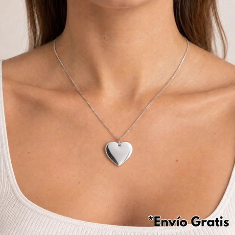Collar Corazón de Plata 925 Personalizado con Foto, Huellas o Texto