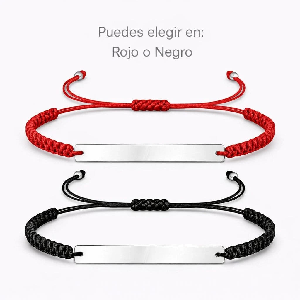 Pulsera Rectangular Plata 925 con Hilo Personalizada
