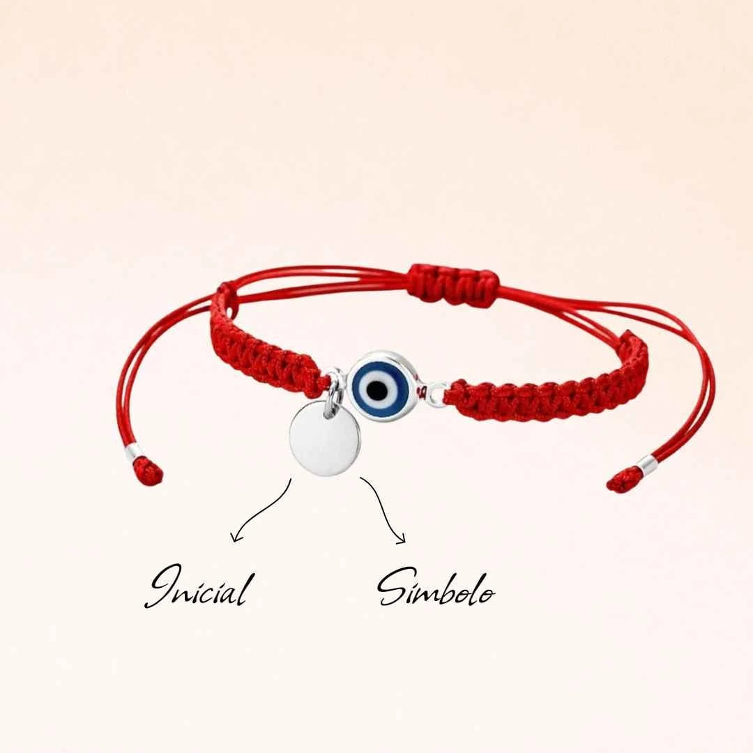 Pulsera Ojo Turco de Plata Personalizada con Iniciales o Símbolos