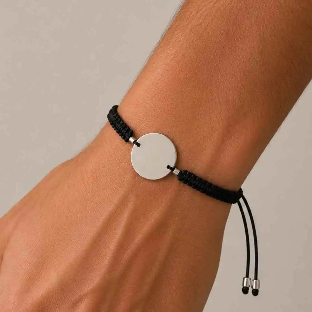 Pulsera de Plata Protección Personalizada con Foto, Huellas o Texto