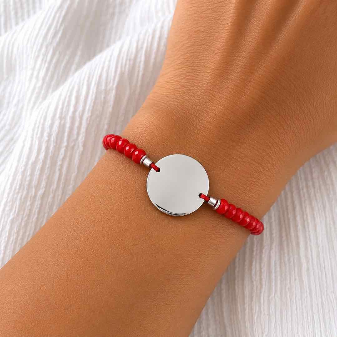 Pulsera Cristales Personalizada Plata 925 con Foto, Huellas o Texto