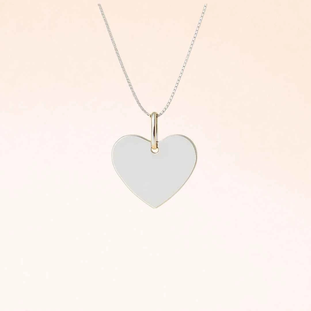 collar corazón personalizado plata 925 con grabado de texto, foto o huellas